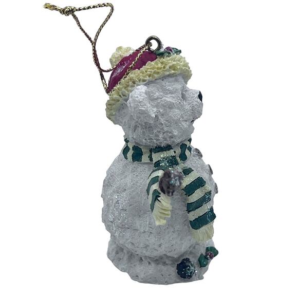 Christmas Ornament Bear Snowman with Bird & Seed Bag - Textured, Red Hat, Scarf - Picture 4 of 4